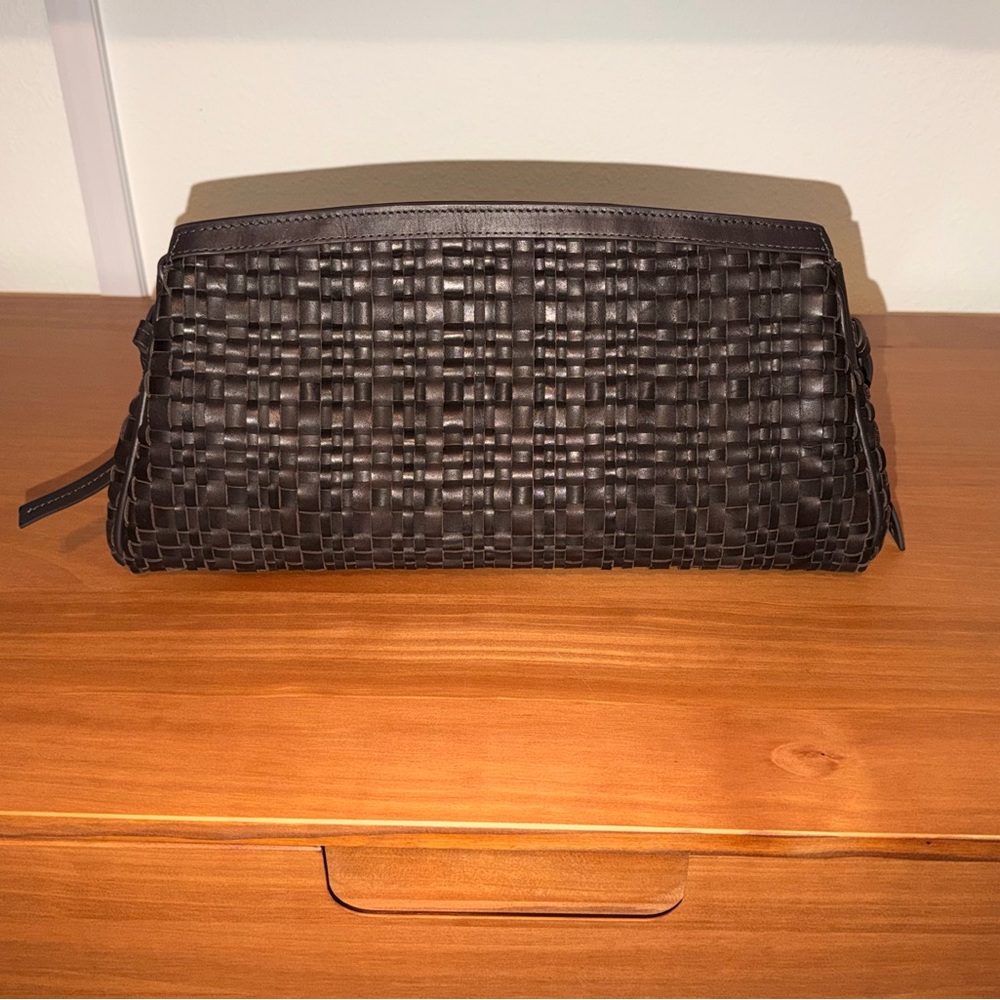 STAUD Brown Woven Leather Clutch Bag - Picture 6 of 12